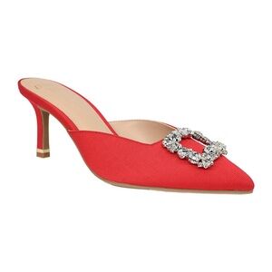 crown & ivy Red Mules with Silver Embellishment